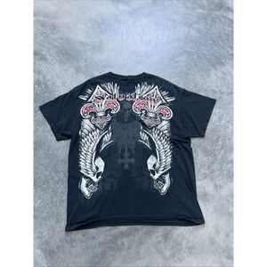 Vintage Black Wings Salvation Cross Shirt Mens  Skull Gothic Grunge Biker Y2k XL
